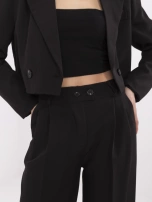 Black elegant set with wide trousers.
