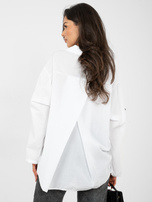 White women's shirt with a longer back.