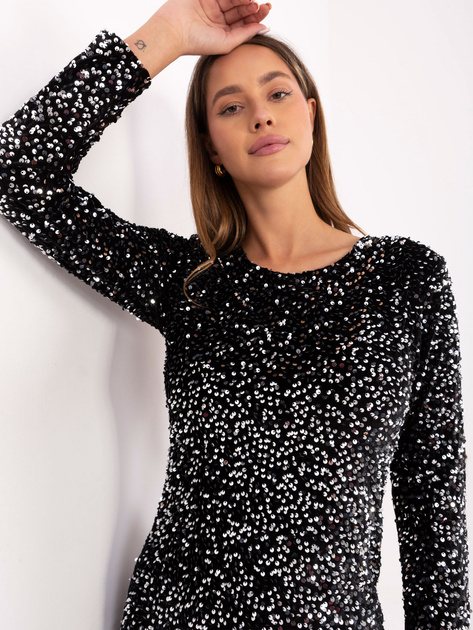 Czarno-srebrna asymetryczna sukienka na sylwestra