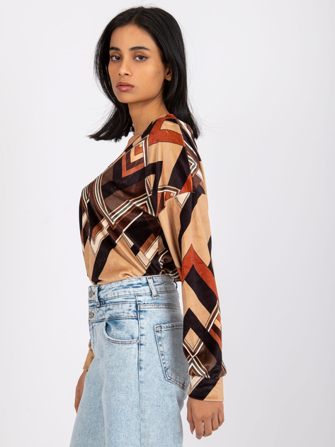 Brązowo-beżowa bluzka we wzory Emma