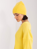 Hurtownia Żółta damska czapka z dzianiny