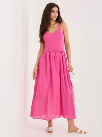 Fuksjowa bawełniana sukienka z podszewką