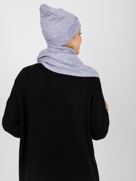 Hurt Jasnofioletowy damski komplet zimowy z szalikiem