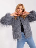 Hurt Szara futrzana kurtka przejściowa z kieszeniami