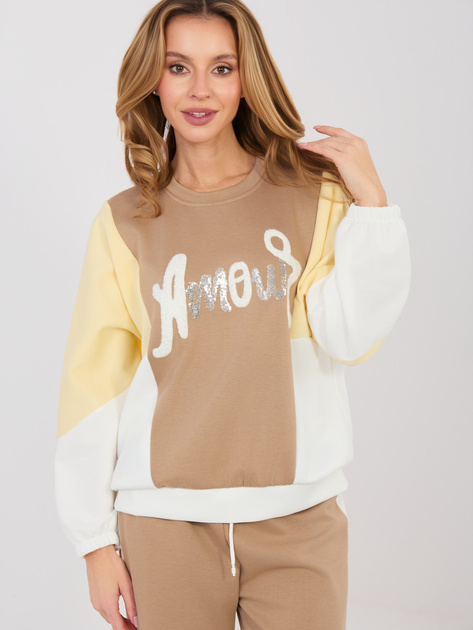 Ciemnobeżowy komplet z miękkiego materiału RUE PARIS