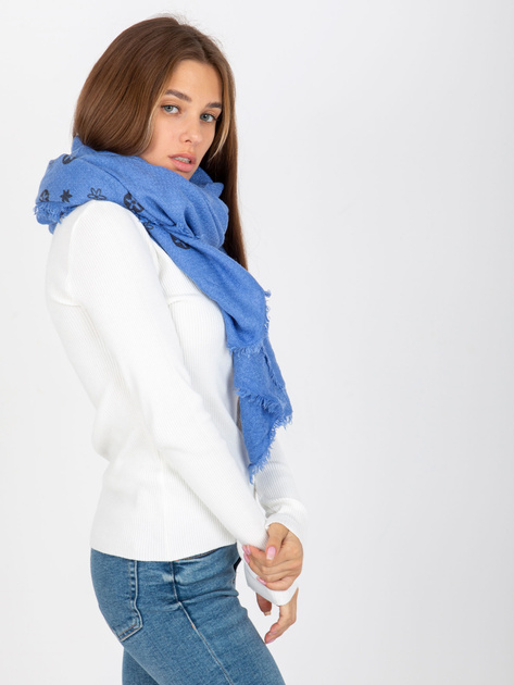 Hurtownia Niebieski damski szal z nadrukiem