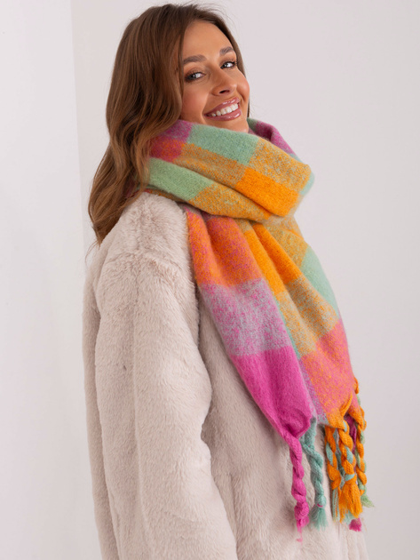 Hurtownia Różowo-miętowy ciepły szal damski