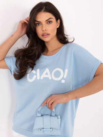 Jasnoniebieska damska bluzka z krótkim rękawem RUE PARIS 