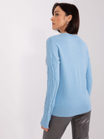 Hurt Jasnoniebieski klasyczny sweter z warkoczami