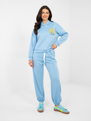 Pastelowy niebieski komplet ze spodniami typu jogger RUE PARIS  