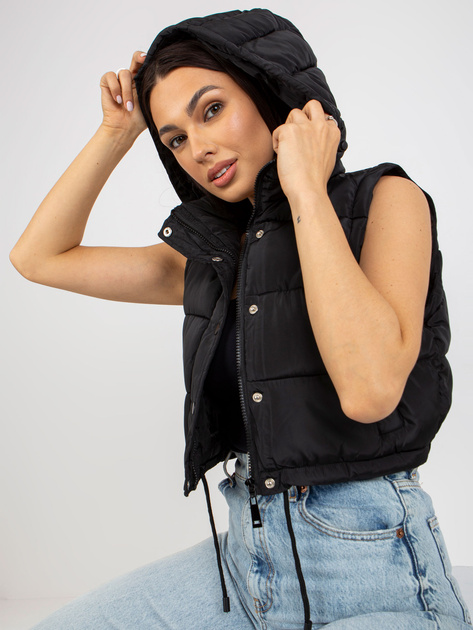 Hurt Czarna krótka kurtka zimowa z odpinanymi rękawami