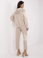 Hurt Beżowy casualowy komplet z bluzą oversize