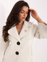 Jasnobeżowy piankowy płaszcz z kołnierzem RUE PARIS