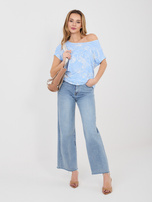 Jasnoniebieska letnia bluzka z krótkim rękawem SUBLEVEL 