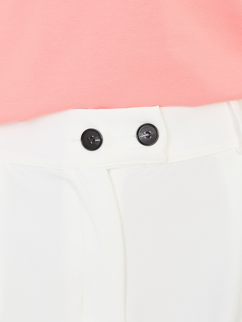 Ecru eleganckie spodnie z zakładkami RUE PARIS