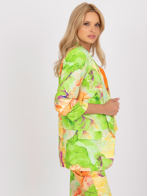 Jasnozielona wzorzysta marynarka z rękawem 3/4