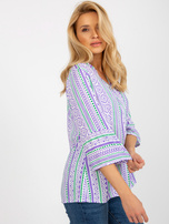 Hurt Fioletowa boho bluzka z nadrukiem i rękawem 3/4 SUBLEVEL