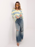 Pastelowa żółto-niebieska bluza oversize z długim rękawem