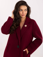 Bordowy płaszcz z piankowego materiału RUE PARIS