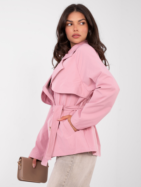 Jasnoróżowy jednorzędowy trencz damski RUE PARIS