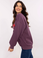Hurt Ciemnofioletowa damska bluza bez kaptura z ociepleniem