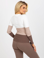 Hurt Biało-brązowa codzienna bluzka basic w prążek RUE PARIS 