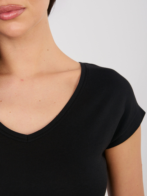 Czarny damski t-shirt z domieszką modalu SUBLEVEL