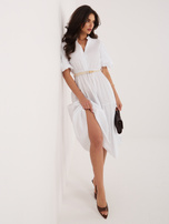 Biała bawełniana sukienka z bufiastym rękawem