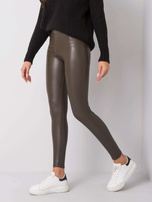 Ciemne khaki legginsy ze skóry ekologicznej Briana RUE PARIS