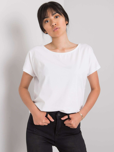 Biały t-shirt jednokolorowy Nadia