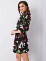 Schwarzes Kleid mit Blumen Arlette.