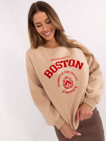 Hurt beige Sweatshirt ohne Kapuze mit Fütterung.