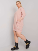 Brudnoróżowa bawełniana sukienka plus size Karissa