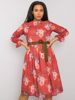 Bordeauxfarbenes Plus-Size-Kleid mit Blumen Bianna.