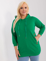 Hurt Zielona damska bluza plus size z kapturem