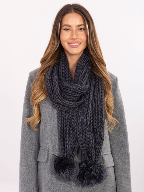Ciemnoszary ciepły szal damski
