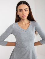 Hurt Szara rozkloszowana mini sukienka basic z dekoltem V