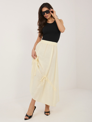 Jasnożółta długa spódnica z domieszką lnu