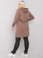 Brązowa tunika plus size z kapturem Ashford