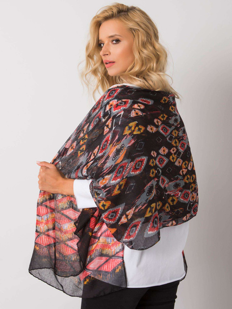 Czarno-czerwona chusta damska we wzory