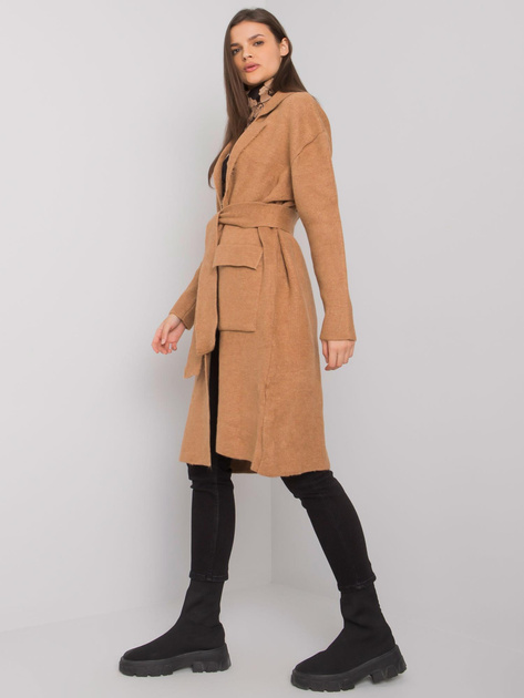 Camelowy kardigan z wiązaniem Cordie RUE PARIS