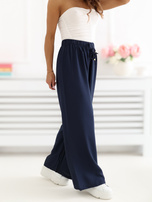 Granatowe letnie spodnie z wiązaniem