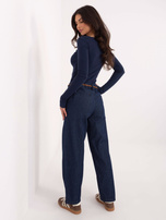 Granatowe jeansy z plecionym paskiem SUBLEVEL 