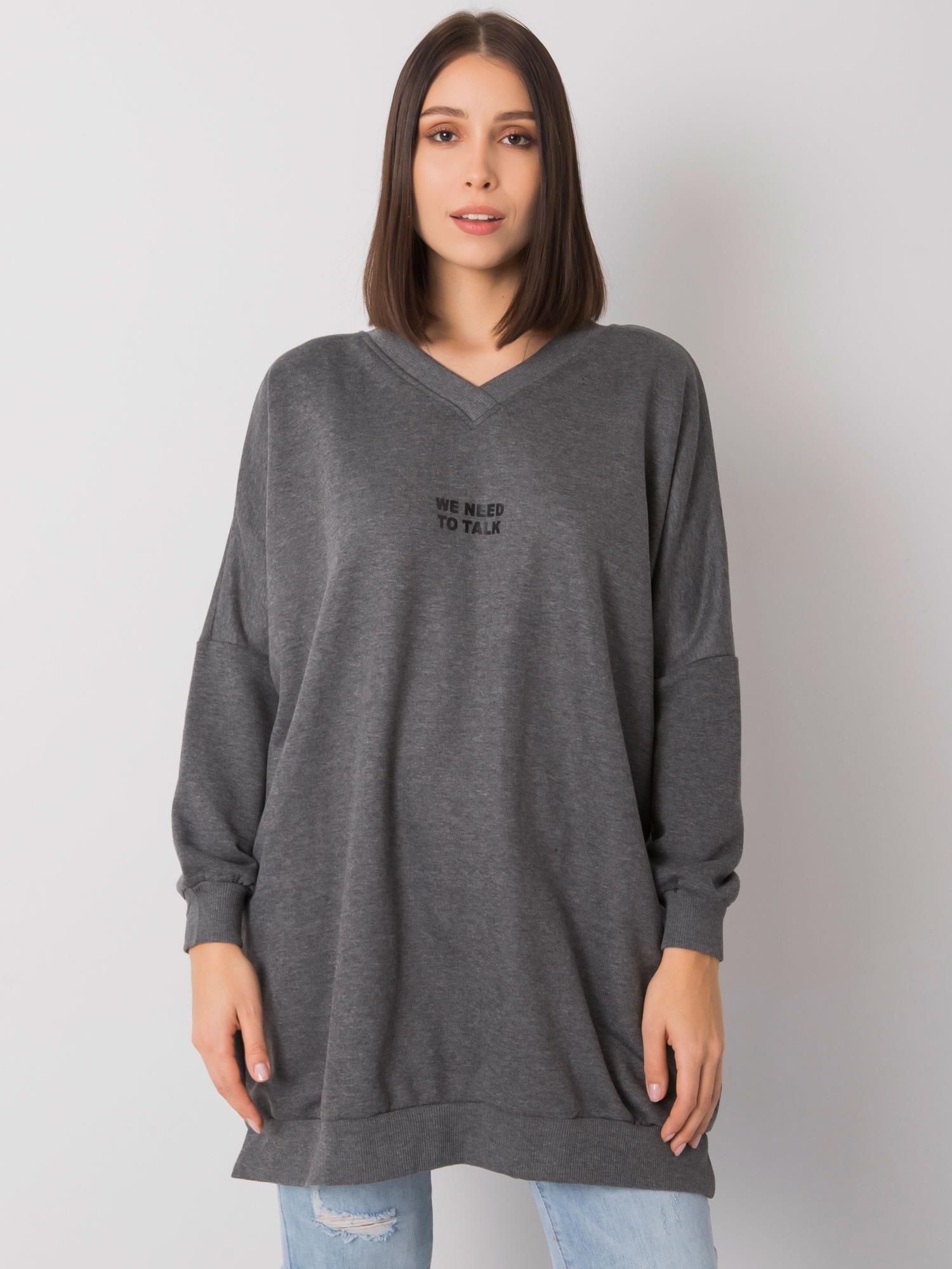 Ciemnoszara melanżowa tunika plus size bawełniana Raella