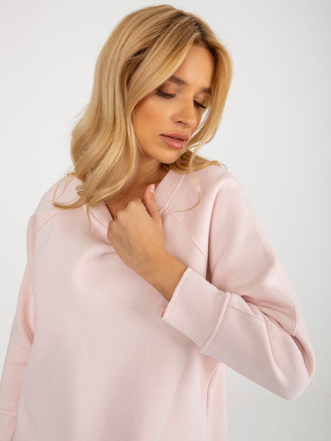 Hurt Jasnoróżowa dresowa bluza basic z okrągłym dekoltem