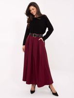 Bordowa garniturowa spódnica z paskiem 