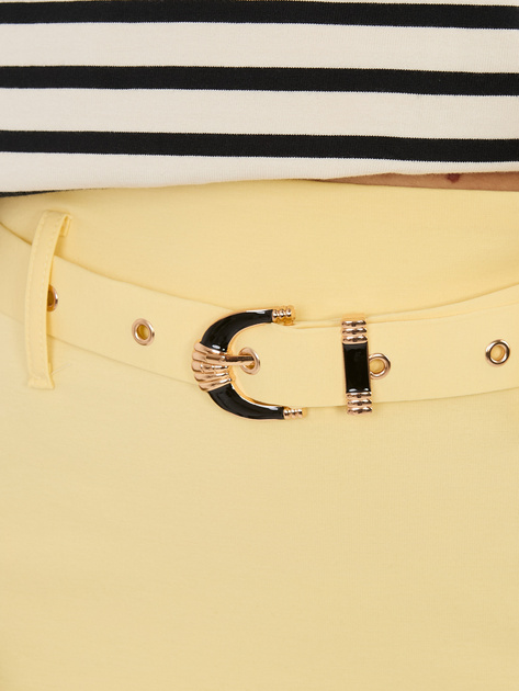 Jasnożółta midi spódnica z rozcięciem RUE PARIS