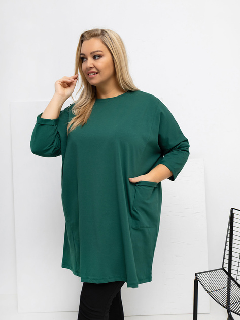 Ciemnozielona bluzka plus size z kieszeniami