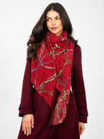 Czerwona damska chusta z printem