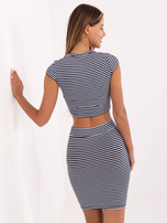 Hurt Granatowo-biały komplet casualowy w paski OCH BELLA